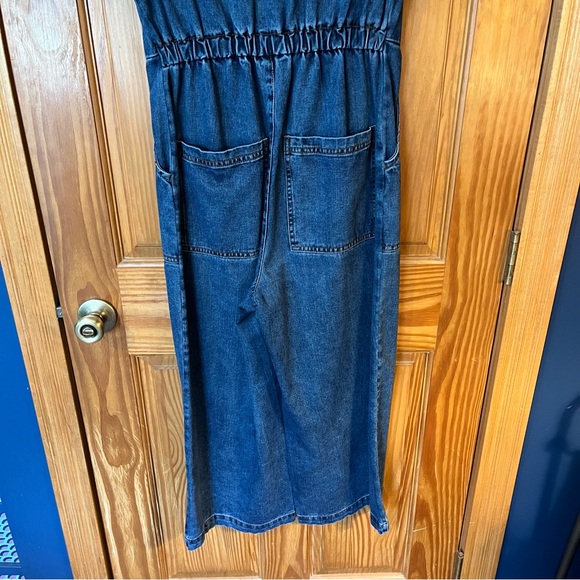 Lucy & Yak Dark Blue Denim Jumpsuit Wide Leg Crop - Picture 3 of 7